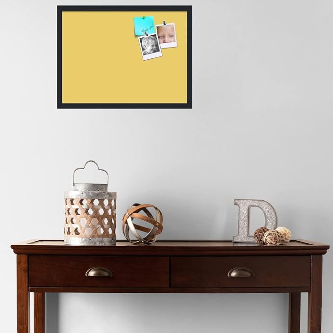 PinPix 23x17 Inch Cork Bulletin Board. This Decorative Framed Pin Board Comes with Honey Pastel Design and a Satin Black Frame. Ideal for Home Office Decor or Message Board (PinPix-1810)