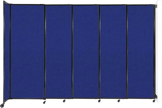 Wall-Mounted Sliding StraightWall Room Divider | Adjustable Widths | Locking Wheels | Room Separator | Up to 11'3" Wide x 7'6" Tall Royal Blue Fabric Panels