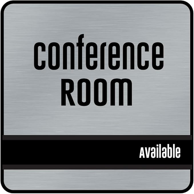NapTags Conference Room Slider Signs (Silver - Black Frame, 6" x 6")
