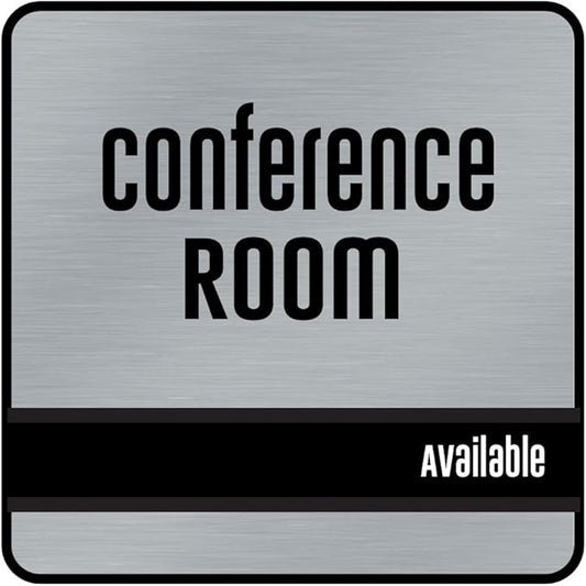 NapTags Conference Room Slider Signs (Silver - Black Frame, 6" x 6")