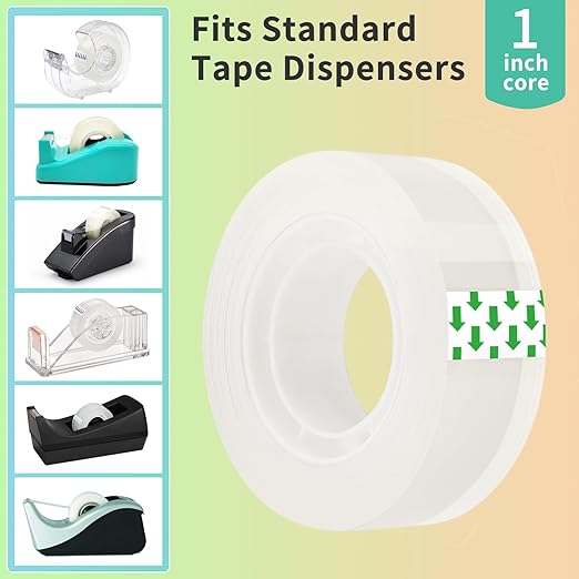 OWLKELA 12 Rolls Clear Tape Refills, Transparent Tape, All-Purpose Transparent Glossy Tape Rolls for Office, Home, School（60U）