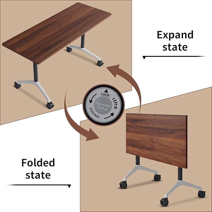 Conference Room Table with Flip-Top Design for Dynamic Meetings, Business Table Computer Desk with Heavy-Duty Frame,Foldable Seminar Meeting Tables for Home Office (4, A, 47.2IN)
