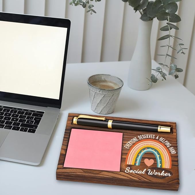 Social Worker Sticky Note Holder, Social Worker Appreciation Gifts, Thank You Gifts for Social Worker, Social Worker Office Decor Self-Stick Note Pad Holders YB382