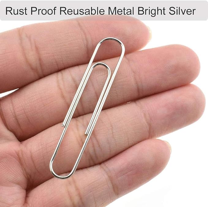 Vinaco Paper Clips Smooth Silver, Medium and Jumbo Paper Clip (1.3 inch & 2.0 inch), Durable and Rustproof, Coated Paper Clips Great for Office School and Personal Use