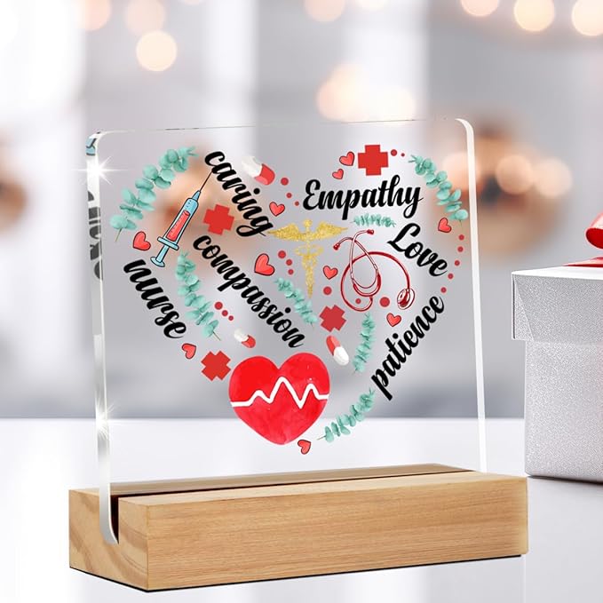 Nurse Gifts for Women, Nursing Gifts Nurse Clear Acrylic Desk Decorative Sign for Home Office, 4 x 4 Inches