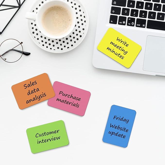 Dry Erase Magnets Set - 24 Pack - 3x2 in Whiteboard Magnetic Notes Planning Pads Labels - Small White Board Magnet Strips Name Tags for Home, Office and Classroom