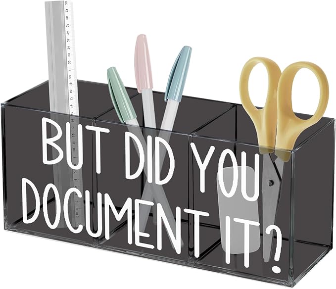 But Did You Document It Acrylic Pen Pencil Holder Organizer for Office Desk Accessories, Funny Office Gifts Pen Holder for Desk, Human Resources Gifts, Office Humor Gifts Pencil Holder