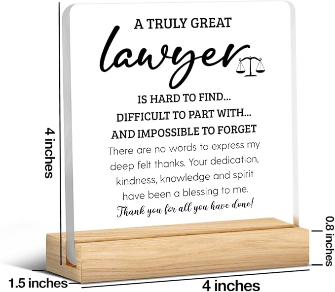 Lawyer Gifts for Men Women Lawyer Attorney Appreciation Thank You Graduation Gifts for Law-yer Office Desk Decor for Home Acrylic Sign Christmas Gift