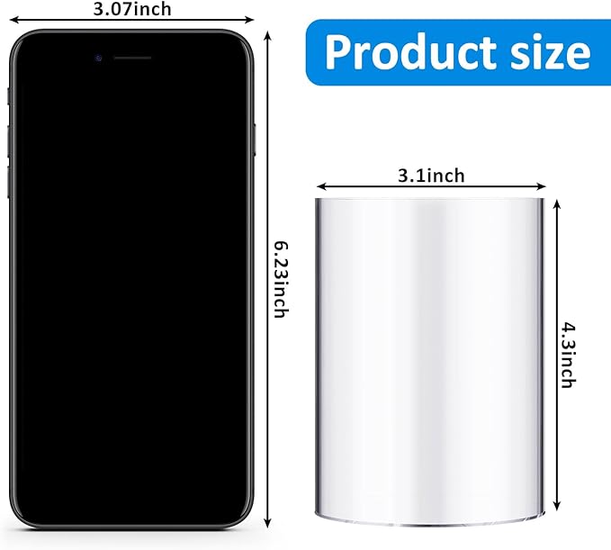 Epakh 6 Pack Clear Pen Holder Acrylic Pencil Cup Back to School Gifts Round Clear Makeup Brush Holder Acrylic Make up Brush Storage Organizer Desktop Pencil Cup for Home Office Supplies