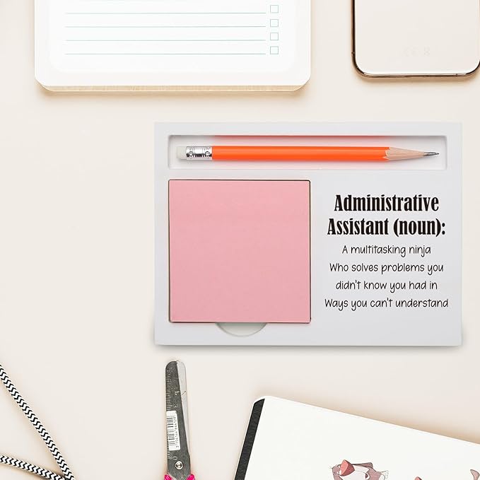 TRCENDE Administrative Assistant Gifts Funny Desk Organizer with Ninja Definition for Appreciation Farewell Administrative Professionals Day, Promotion Desk White Note Pad Holder XBCT3