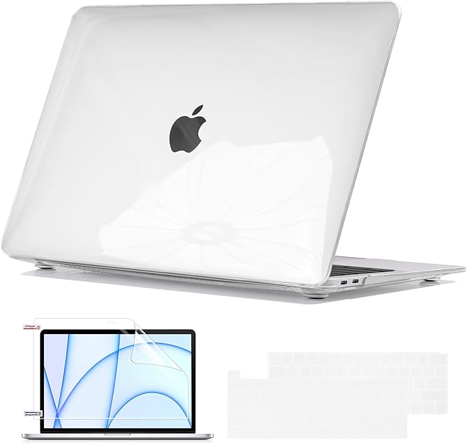 Compatible with MacBook Pro 13 inch Case for Touch Bar 2022-2016 M2 M1 A2338 A2289 A2251 A1706 A1989 A2159 Cover, Plastic Hard Shell Case Keyboard Cover Screen Film Dust Plug, Crystal Clear