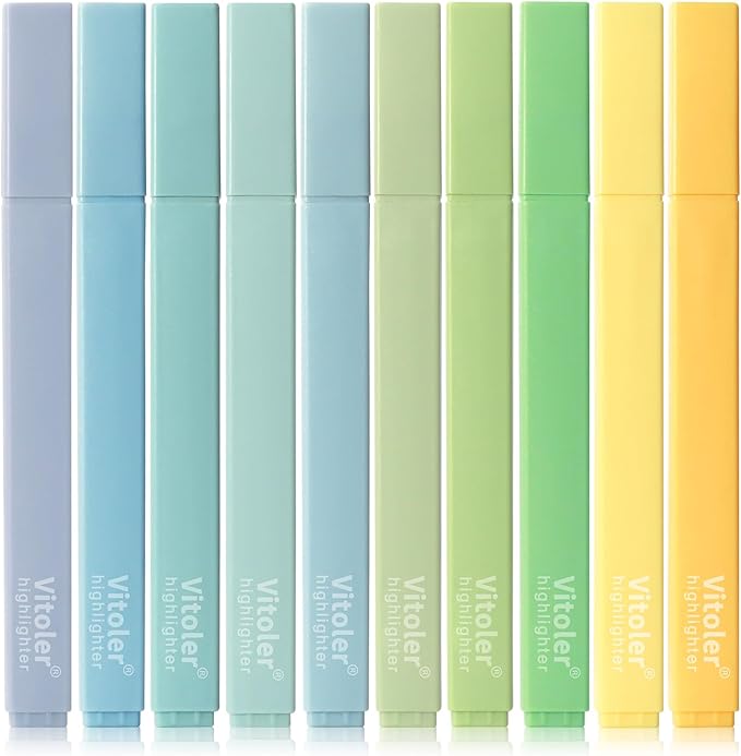 Vitoler 10Pack Bible Highlighters, Cute Assorted Colors Pastel Highlighters No Bleed Chisel Tip Highlighter for Aesthetic School Supplies