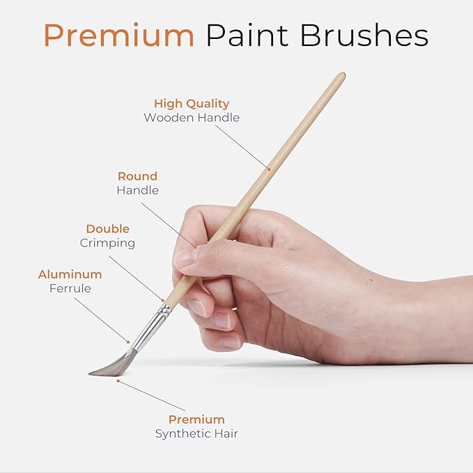 Nicpro 32pcs Paint Brush Set, Professional Paintbrushes with Paint Spatula and Cloth Roll, Craft Paint Brushes for Acrylic Painting, Oil, Watercolor, Gouache, Art Supplies for Artists Beginners