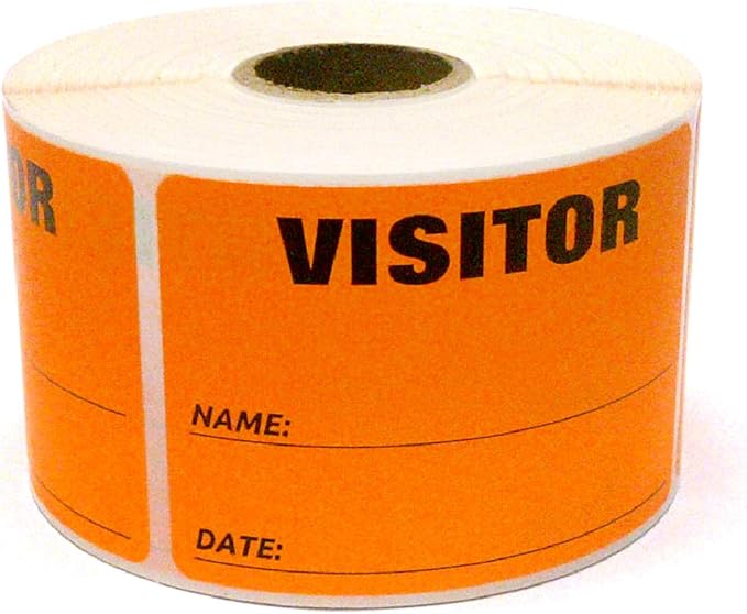 NextDayLabels - 3 x 2 Visitor Labels Pass, ID Labels and Safety Identification Badge Stickers 500 Per Roll (Fluorescent Orange)