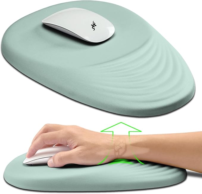 Hokafenle Ergonomic Mouse Pad Wrist Support, Terraced Slope Carpal Tunnel Wrist Pad for Mouse with Unibody Memory Foam, Wrist Rest Pain Relief Mousepad (Light Cyan, 11.8x7.9 in)