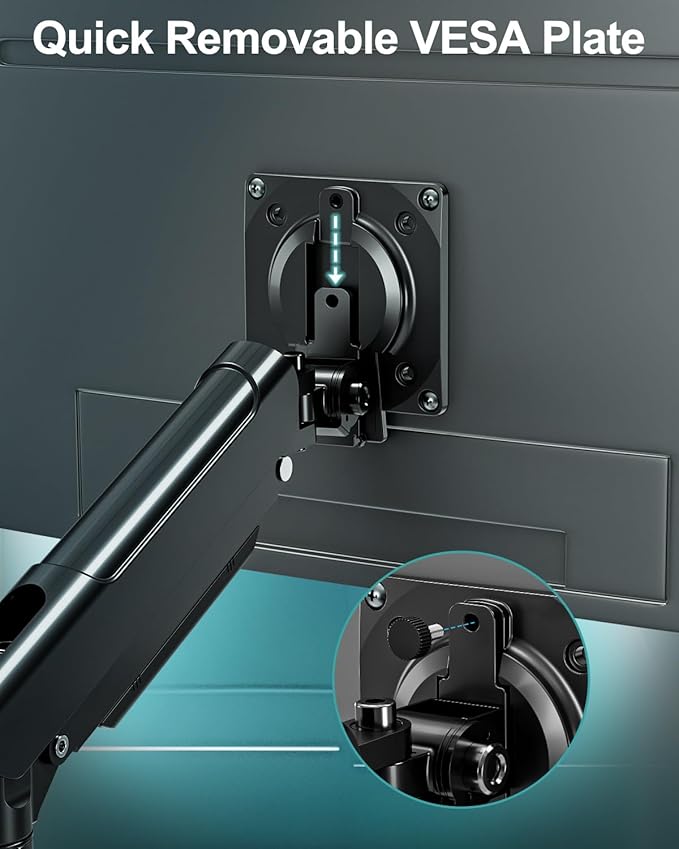 Dual Monitor Mount for 2 Monitors up to 32 inches, Height Adjustable Gas Spring Double Computer Stand, Two Display Desk Mount Holder, Each Monitor Arm Holds Max 22lbs, VESA Mount, Black, Freelift Pro