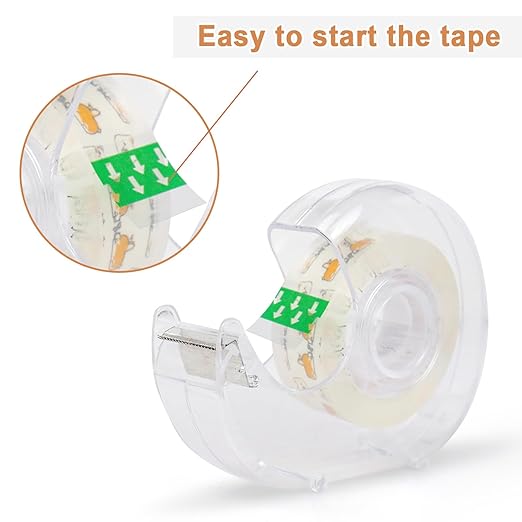 BOMEI PACK 12PACK Transparent Tape with Dispenser, Office Clear Tape Refill Rolls with Dispenser Bulk for DIY, Gift Wrapping, Repairing, Home and School, 3/4in x 1000in