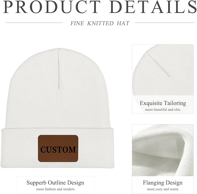 Custom Beanie for Men Women Bulk Custom Winter Hat Beanies with Logo Text Image Personalized Knit Hats Gifts for Business