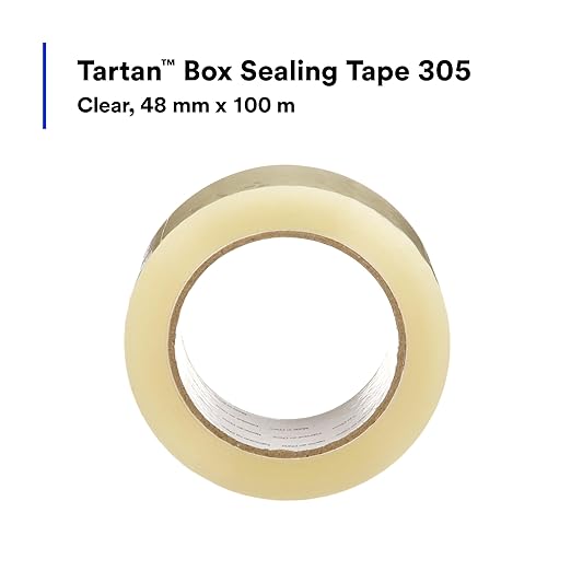 3M Tartan Box Sealing Tape 305, Clear, Light Duty, Durable, 1.88 in x 109.36 yds (48 mm x 100 m), 36 Rolls/Case
