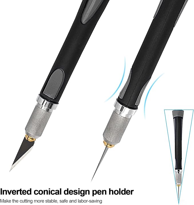 EHDIS Precision Hobby Knife Set Utility Craft Knife Kit with 10PCS Blades for Art, Working-Stencil, Scoring, Scrapbooking, Architecture Modeling, Crafting-Grey