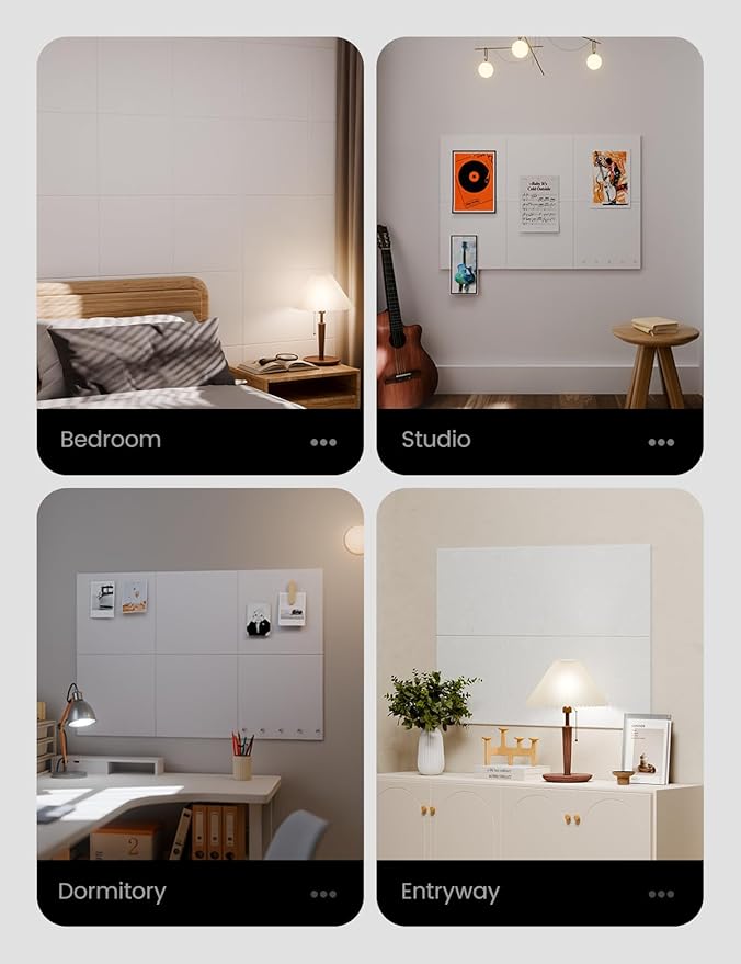 Large Felt Bulletin Board 36" x 24" Cork Board Alternative-6 Pack with 40 Safe Removable Adhesive Tabs, Cork Boards for Walls Cork Board for Home Office Classroom Pin Board - Milky White