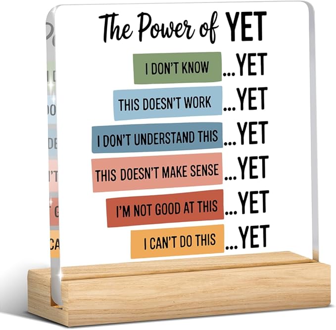 Therapy Office Decor, Mental Health Desk Decoration, School Counselor Gifts, Gifts for Women Psychologist School Counselor Therapist Halloween Christmas, The Power of Yet Acrylic Sign