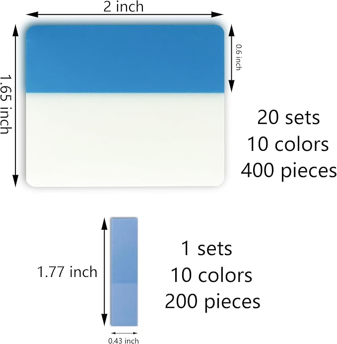 2 Inch Sticky Index Tabs, 600Pcs Writable and Repositionable File Tabs Flags Colored Page Markers Labels for Books, Binders, Classify Files and Books, Reading Notes (21 Set)