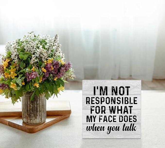 Funny Office Wooden Box Sign Home Decor Office Quote Wood Sign Desk Decoration Coworker Wood Block Plaque Box for Shelf 5 x 5 Inches