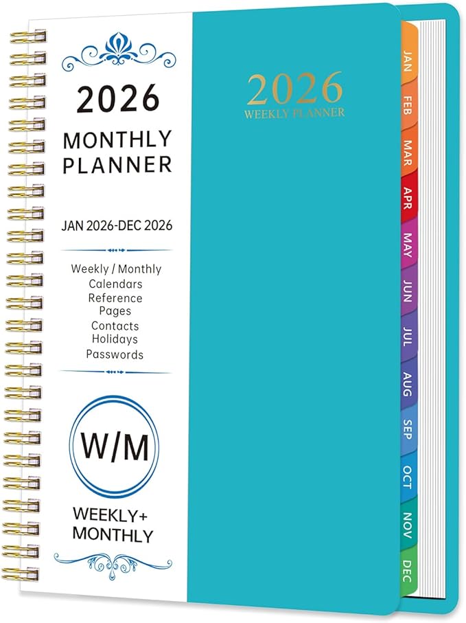 2026 Planner Weekly and Monthly, 2026 Academic Year (January 2026 - December 2026) Calendar wirh Tabs, Agenda Book for School Student, Teachers, Office Supplies,Home, 6" x 8.5" (Green JAN2026-DEC2026)
