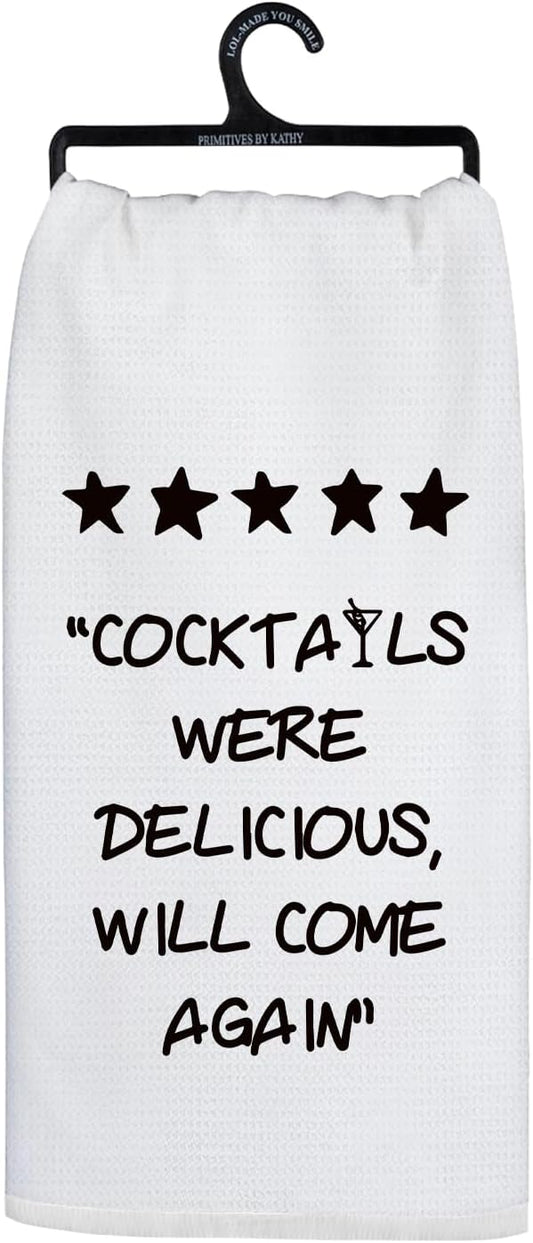 Funny Cocktail Kitchen Towels, Bar Towels for Bartender, Bartender Gifts, Funny Dish Towels Tea Towels with Saying, Cocktail Themed Gifts, 16x24 Inch