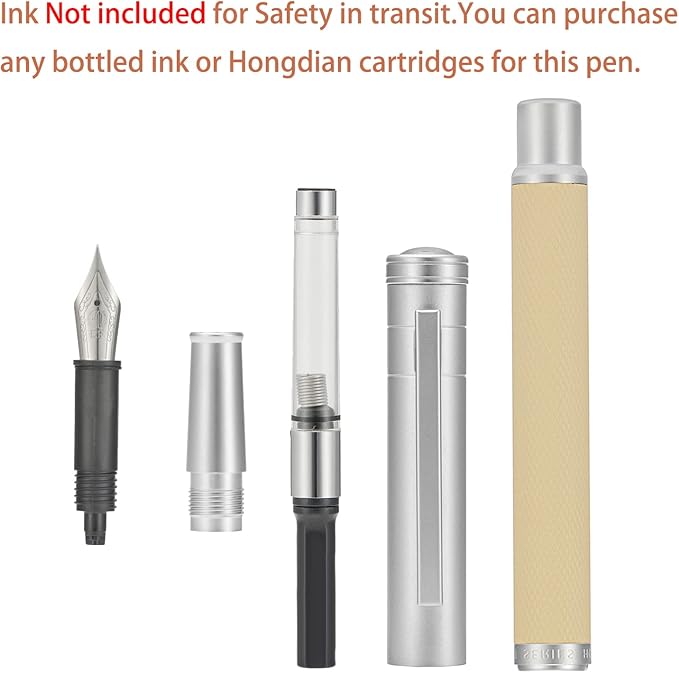 Silver Birch Forest Aluminum Fountain Pen Extra Fine Nib with Converter and Metal Case Set By Asvine