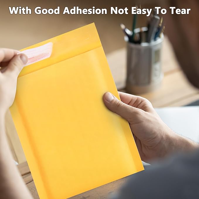 Kraft Bubble Mailers 4x7inch 50Pack Yellow Self-Seal Padded Envelopes Bubble Opaque Padded Mailers Shipping Bags for Small Businesses to Package and Mail Jewelry Cosmetics, Electronic Products, Cards