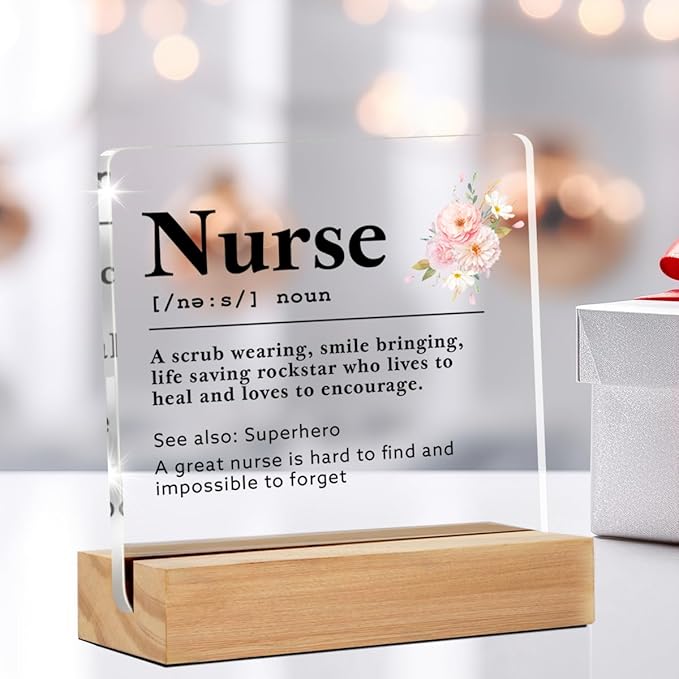 Funny Nurse Gifts, Nurse Appreciation Gifts for Birthday Christmas Retirement, Thank You Gift for Nurse, Nurse Definition Clear Acrylic Sign