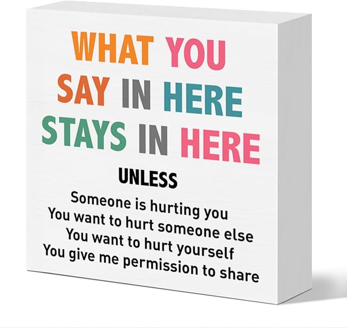 Therapy Office Desk Decor Wooden Box Sign Mental Health Decor for Home School Counselor CBT Counseling Therapist Office Decoration Mental Health Gift for Counselor Psychologist Therapist CBT