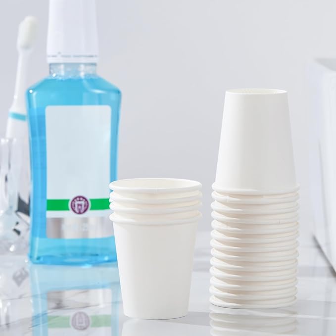 SIUQ 300 Pack 5 oz Paper Cups, White Disposable Paper Cups, Small Bathroom Mouthwash Cups, Hot/Cold Drinking Cup for Bathroom, Home, Party, Office, Picnic, Travel