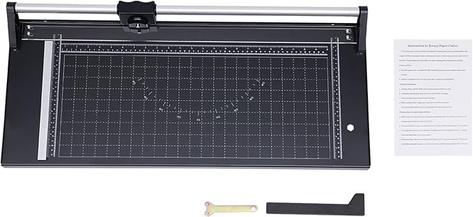 24 Inch Commercial Manual Precision Rotary Paper Trimmer Cutter,Heavy Duty,Smart Cut for Photo Paper, Film, Art Paper Jam, Office Paper, Thin Plastic Soft Board, PVC,Cutting Table 80x31.5cm