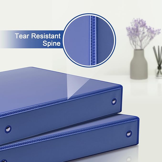 COMIX 3 Ring Binder 2 inch with Clear View Cover, 2" View Binder Holds 450 Sheets of US Letter Size Paper, 6 Pack (Dark Blue)