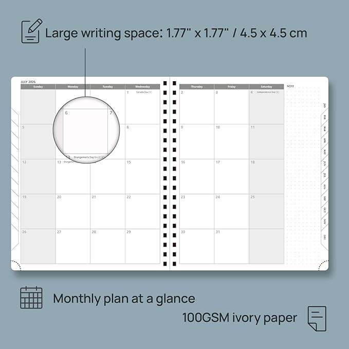POPRUN 2026 Planner (Large - 8.5" x 10.5") with Hourly Schedule, Vertical Layout - 2026 Weekly Calendar (Jan. 2026 - Dec.2026) for Time Management, Monthly Tabs, Spiral Bound, Soft Cover - Brown