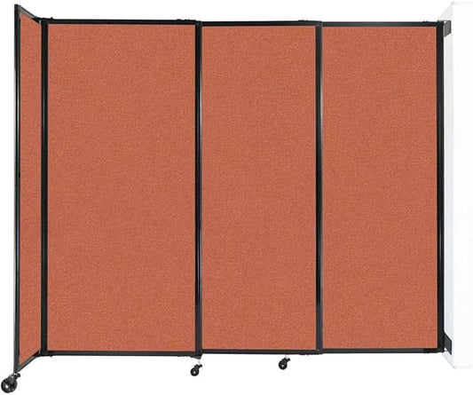 Wall-Mounted Sliding StraightWall Room Divider | Adjustable Widths | Locking Wheels | Room Separator | Up to 7'2" Wide x 6' Tall Papaya Fabric Panels