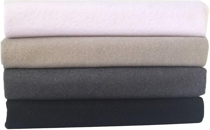 4pcs Thick 1.4mm Soft Felt Fabric Sheet Assorted Color Felt Pack DIY Craft Sewing Squares Nonwoven Patchwork (92x90cm Black & White)