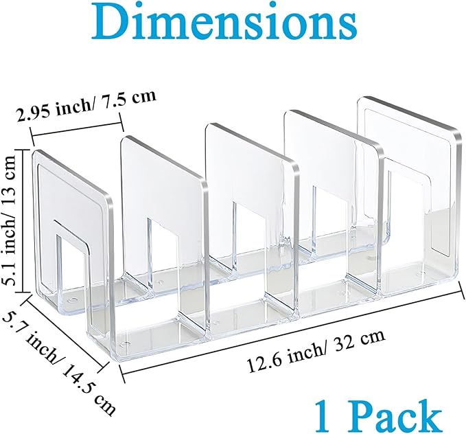 SAYEEC Acrylic File Sorter, Clear File Holder Acrylic Desk Organizer, Sturdy Desktop Files Organizer Files Folder Holder Rack for Envelopes Mail Letter Paper Notebook Electronics (4 Sections, 1 Pack)