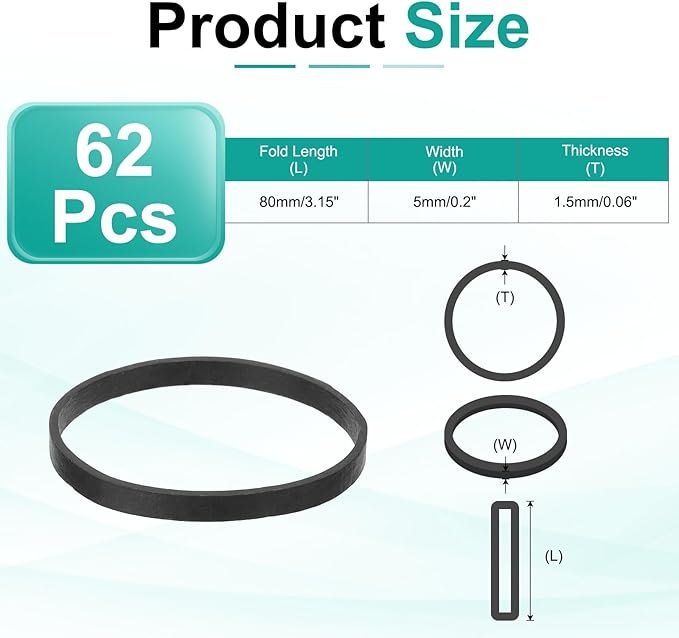 uxcell 600Pcs Rubber Bands, 3.15 x 0.2 Inch Elastic Stretchable Rubber Bands Home Office Supplies for File Folders Little Boxes Securing Trash Can, Black