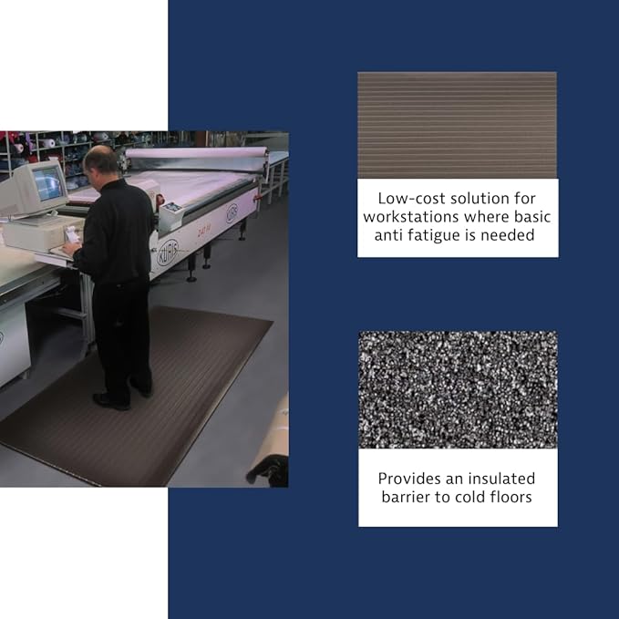 Notrax 410 Airug® 3' x 12' x 3/8" Anti Fatigue Mat, Enhanced Slip Resistance with Beveled Edges and Ribbed Surface, Ideal for Industrial and Commercial Workplaces, Black, 410S3312BL