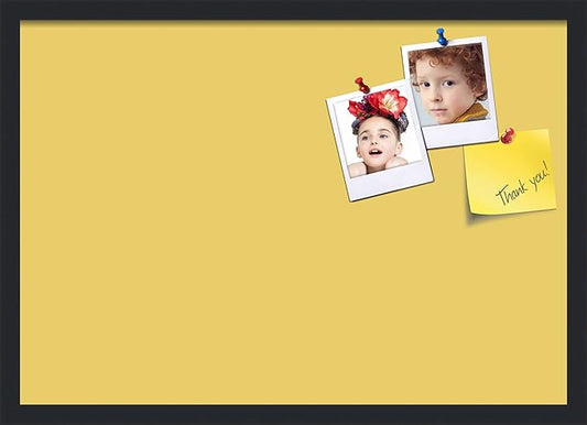 PinPix 27x19 Inch Cork Bulletin Board. This Decorative Framed Pin Board Comes with Honey Pastel Design and a Satin Black Frame. Ideal for Home Office Decor or Message Board (PinPix-1810)