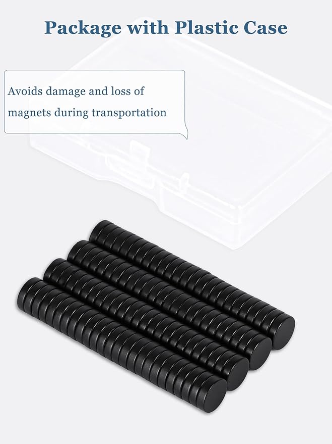 SMARTAKE 100 Pcs Refrigerator Magnets, Small Round Fridge Magnets, Multi-Use Premium Neodymium Office Magnets for Fridge, Whiteboard, Billboard in Home, Kitchen, Office and School (Black)