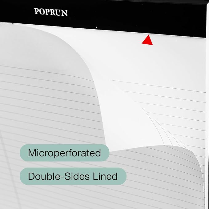 POPRUN Small White Legal Pads 5 x 8 Narrow Ruled, 100GSM Writing Paper Pad, Bulk Lined Notepad Notebooks for Work School, Classroom Office Supplies, 3 Pack