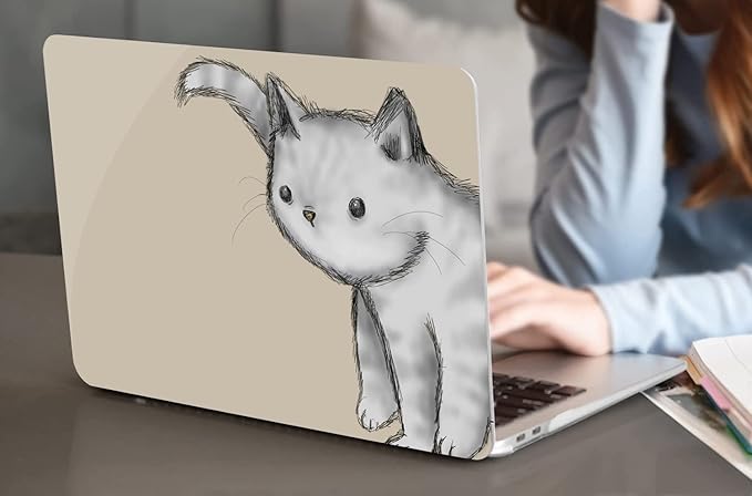 Compatible with MacBook Pro 13 Inch Case M2/M1 2025 2022-2017 A2338 A2289 A2251 A2159 A1989 A1706 A1708 Plastic Hard Shell Case&Keyboard Skin&Mac OS Keyboard Sticker (Gray Cat)