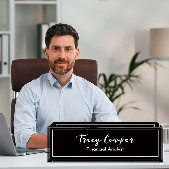 Desk Name Plate Personalized, Custom Name Plate for Desk, Acrylic Desktop Accessories, Office Gift & Decor for Women Men, Teacher Nurse Boss Employee Appreciation Gifts