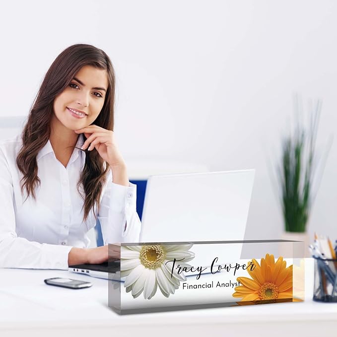 Desk Name Plate Personalized, Custom Name Plate for Desk, Acrylic Desktop Accessories, Office Gift & Decor for Women Men, Teacher Nurse Boss Employee Appreciation Gifts