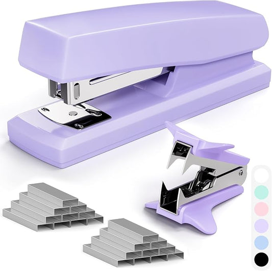 Purple Office Stapler, 25 Sheet Capacity with 2000 Staples and Staple Remover, Desktop Stapler,Purple Office Supplies for Students and Office Clerks